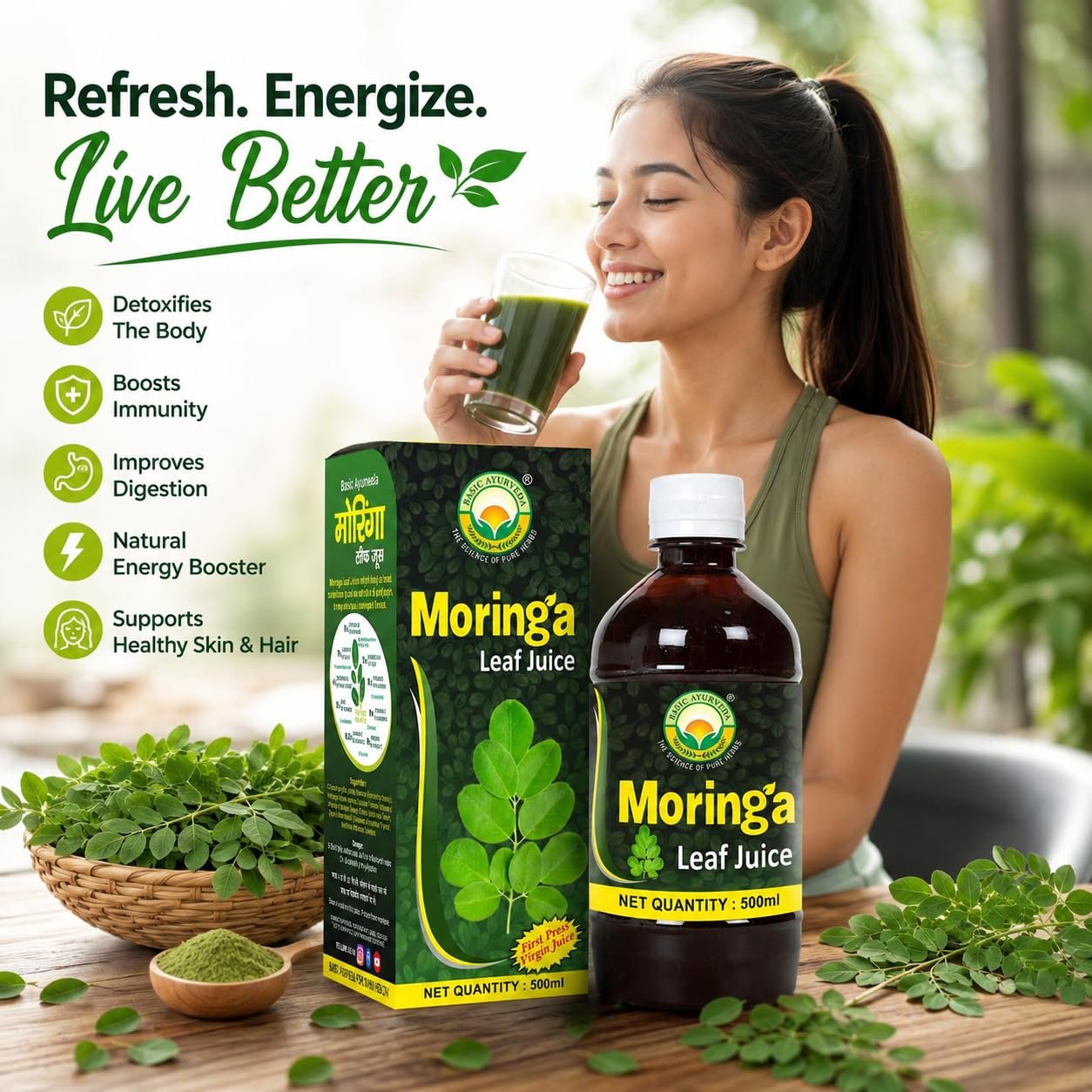 Moringa Leaf Juice 500ml | Sahjan (Sounjana) Herbal Health Drink | Natural Plant-Based Dietary Supplement | Immunity Booster - Image 7