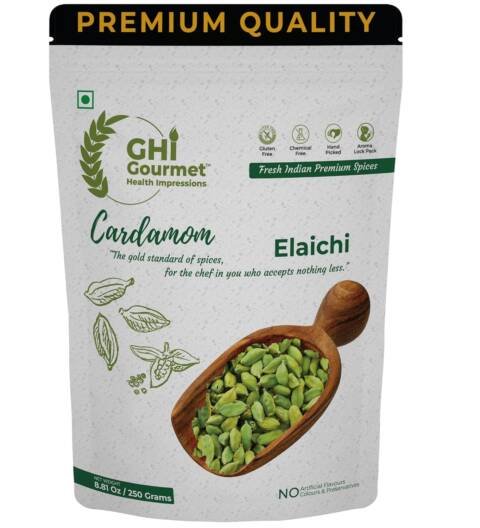 250g | Superior Grade Whole Green Cardamom (Elaichi) | 8MM Bold Size | Aromatic Green Pods, Non-GMO - Perfect for Culinary & Aromatic Uses | GHI Foods