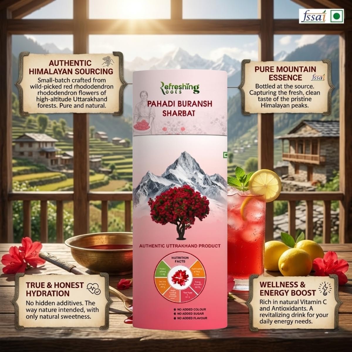 Uttarakhand Buransh Squash(Sharbat), 1000ml (500 * 2) - Image 5