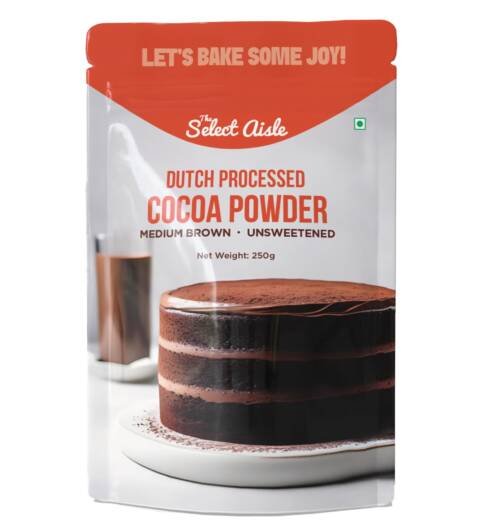 The Select Aisle Unsweetened Dutch Processed Cocoa 250g | Baking Use | Alkalised | Medium Brown Colour