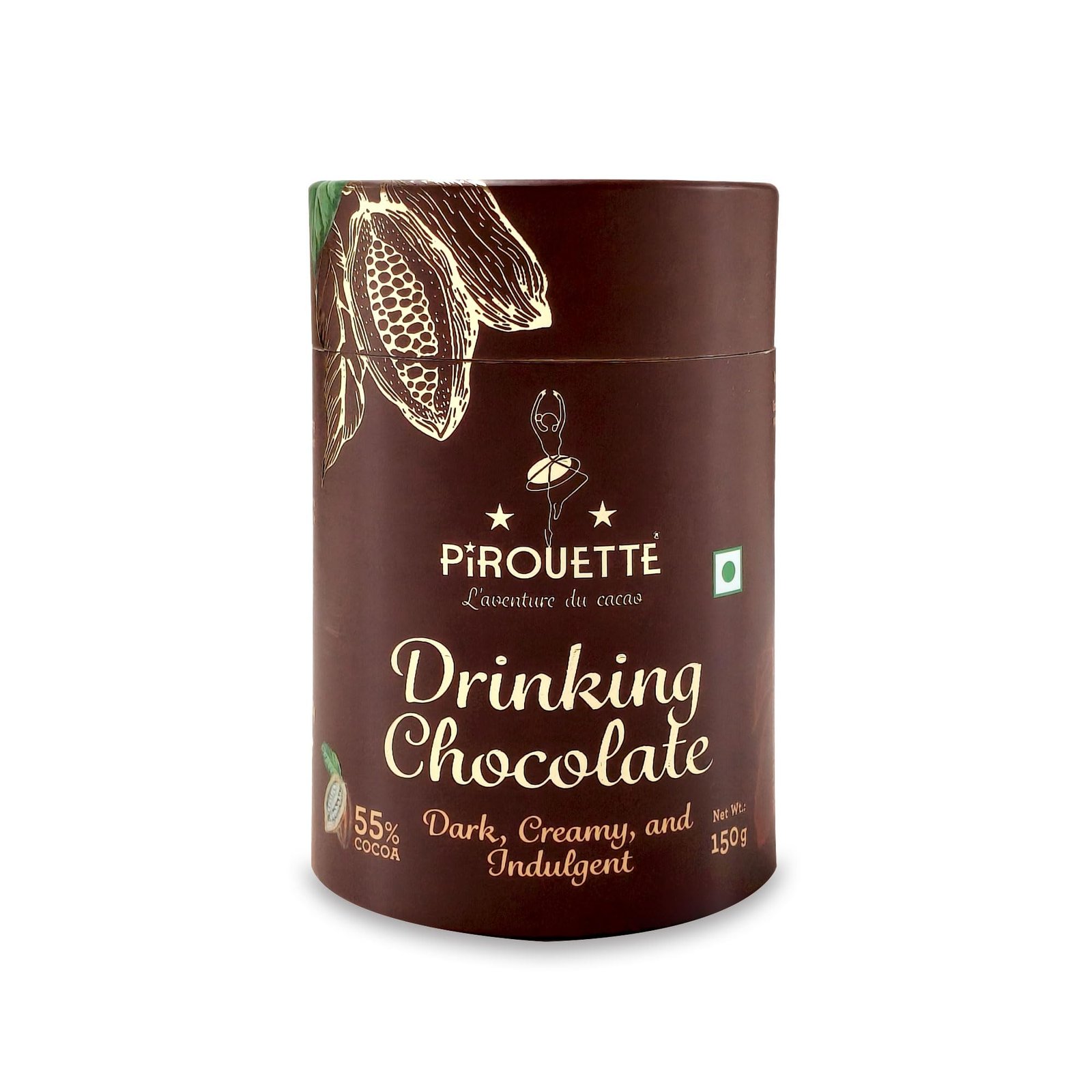 Drinking Chocolate | 55% Cocoa | Dark, Creamy & Indulgent | Premium Hot Chocolate Mix with Cocoa Butter, Unrefined Mauritius Dark Brown Sugar & Maldon Sea Salt | No Fillers No milk powder | 150g (6 x 25g Sachets) | Christmas Gifting