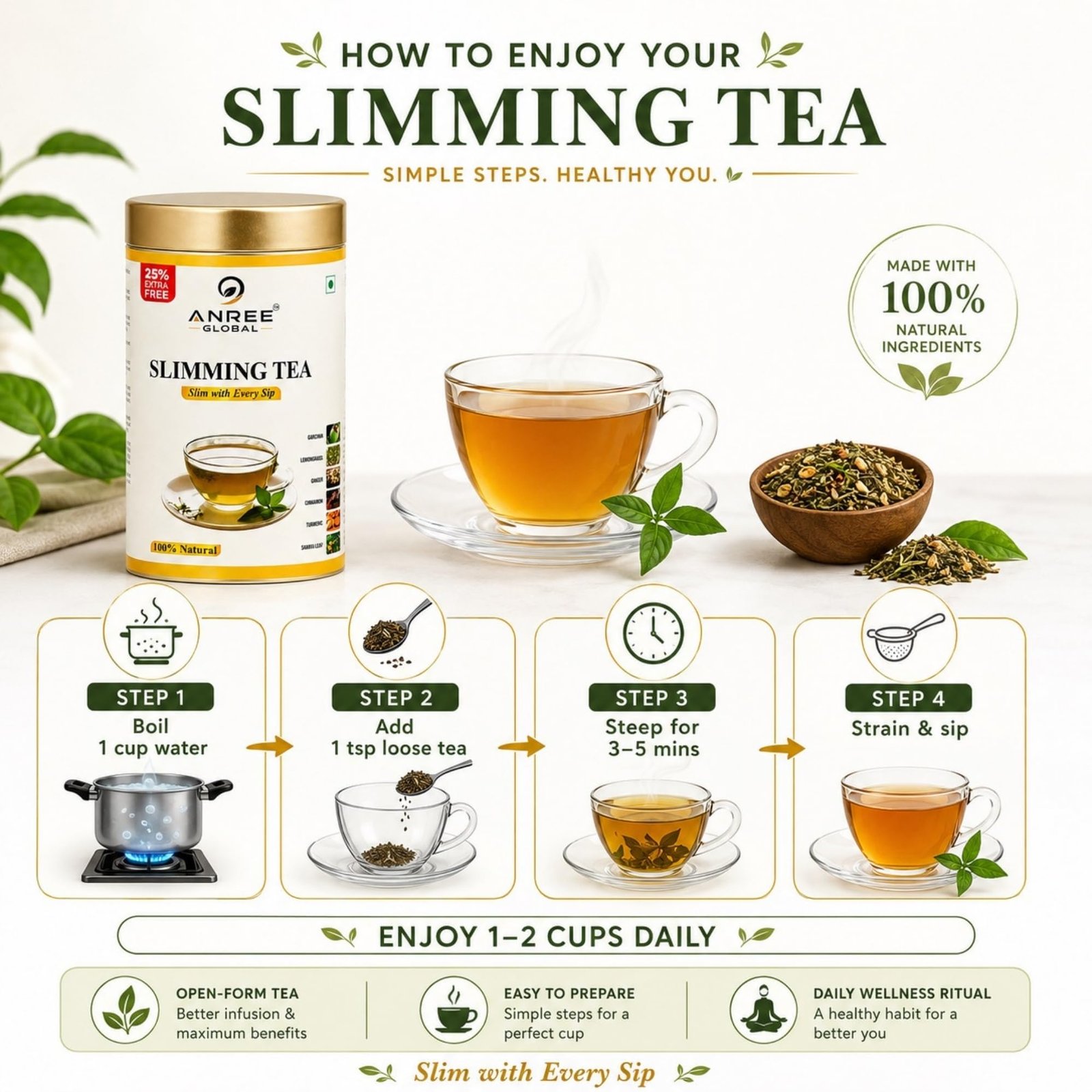 Herbal Wellness Tea Blend | Moringa, Ginger & Green Leaves | 100 gm-PO-3 - Image 6