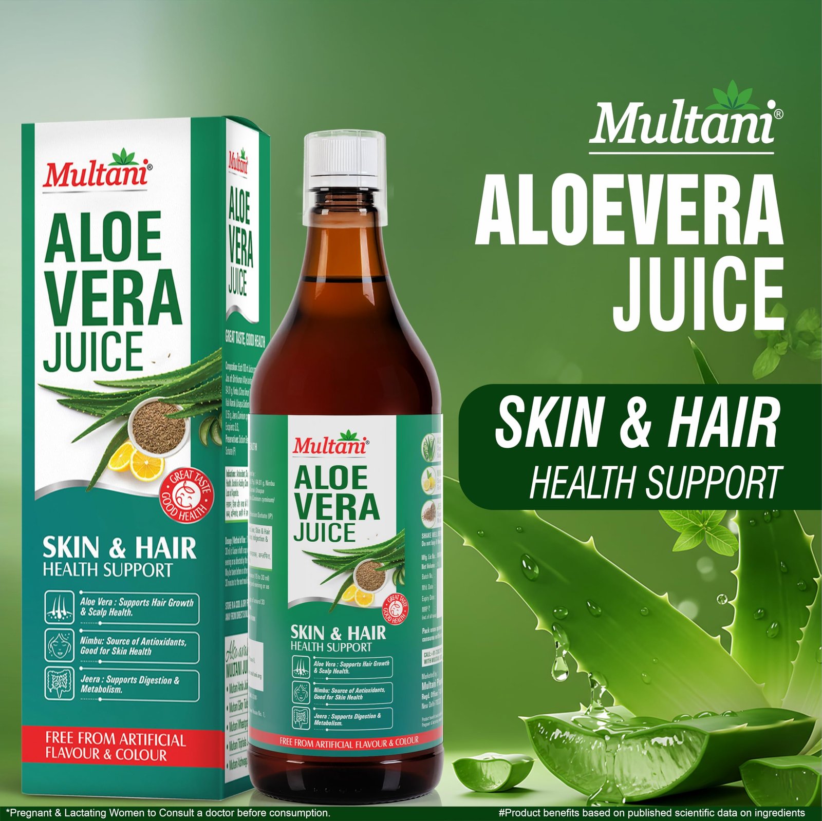 Aloe Vera Juice 1L – Organic Aloe Vera Juice with Nimbu & Jeera | Digestive Health, Immunity Support & Detox Drink | Natural Wellness Supplement | No Artificial Colours & Flavours - Image 2