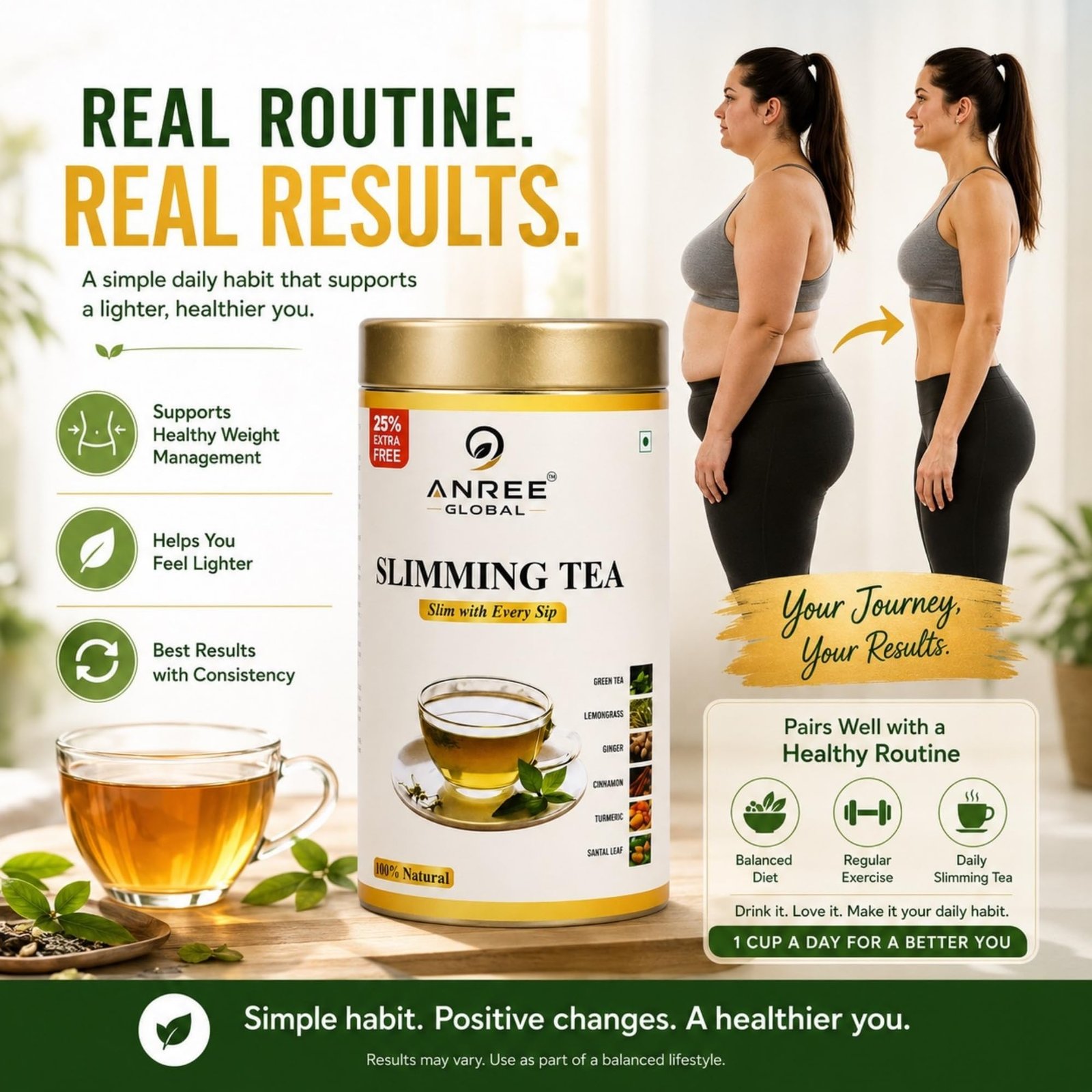 Herbal Wellness Tea Blend | Moringa, Ginger & Green Leaves | 100 gm-PO-3 - Image 4