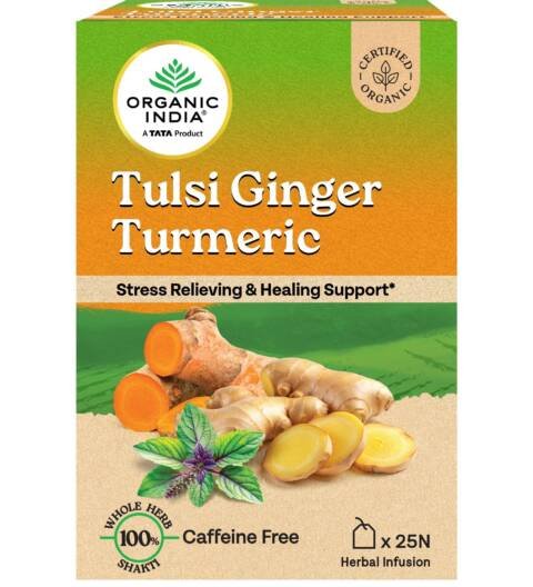 A TATA Product Tulsi Ginger Turmeric - 25 Tea Bags, Boosts Immunity, Supports Healing & Recovery, Rich in Antioxidants, Made with Tulsi, Turmeric, Cinnamon, and Pepper
