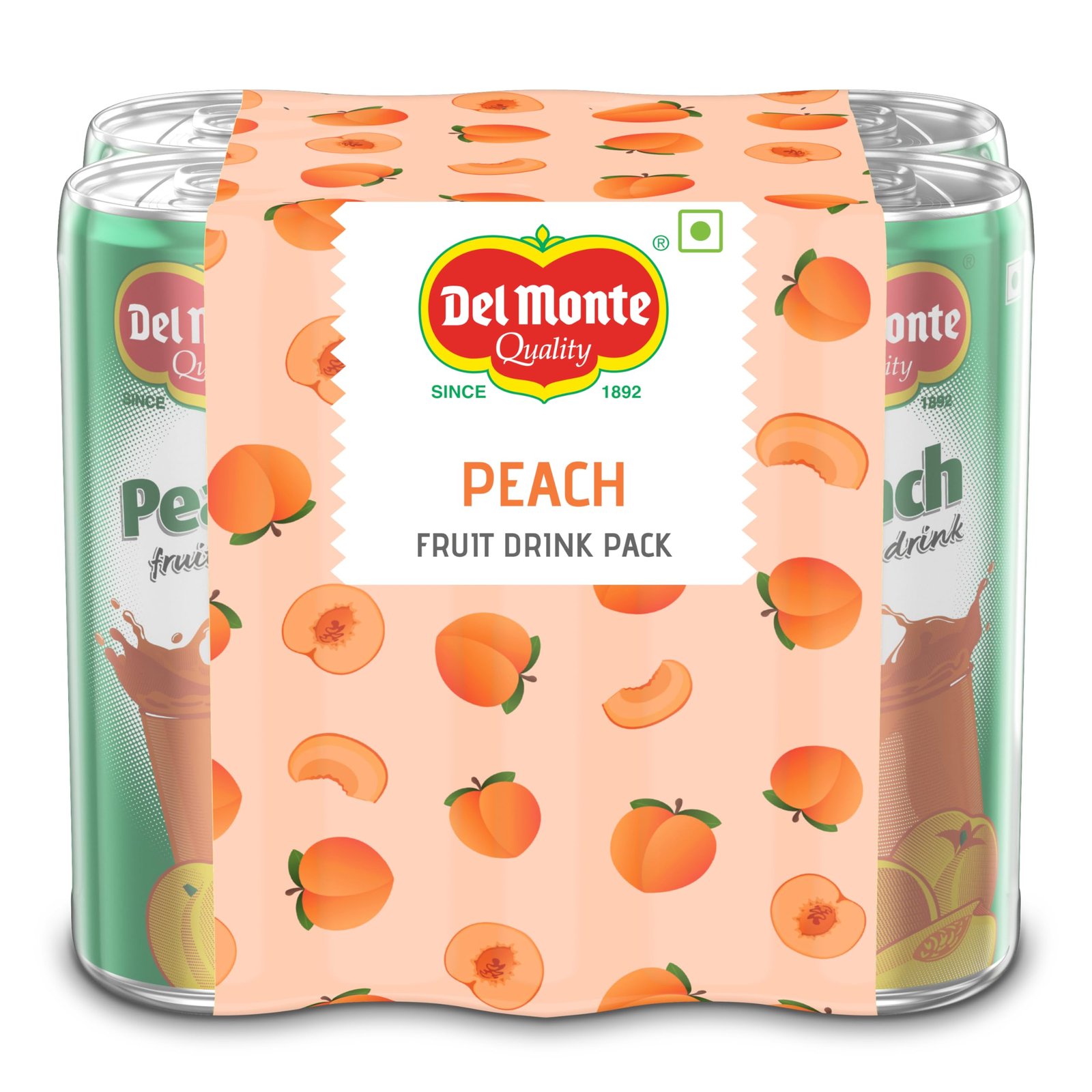 Peach Fruit Drink (6 X 240 ML Can) -With Real Peach bits | Sweet, Juicy & Perfect for Cocktails & Mocktails