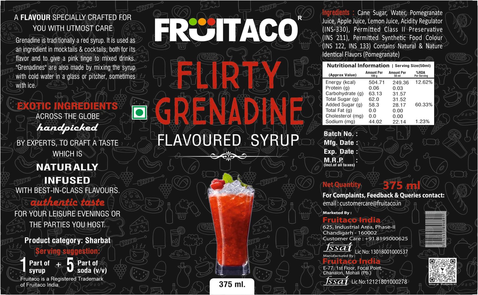 Blue Curacao, Grenadine,Green Mint Mojito Mint - Mocktail, Cocktail Mojito Syrup - Perfect for Mocktails & Cocktails, Syrup Flavor Pack of 4 (375 ml each) - Image 5