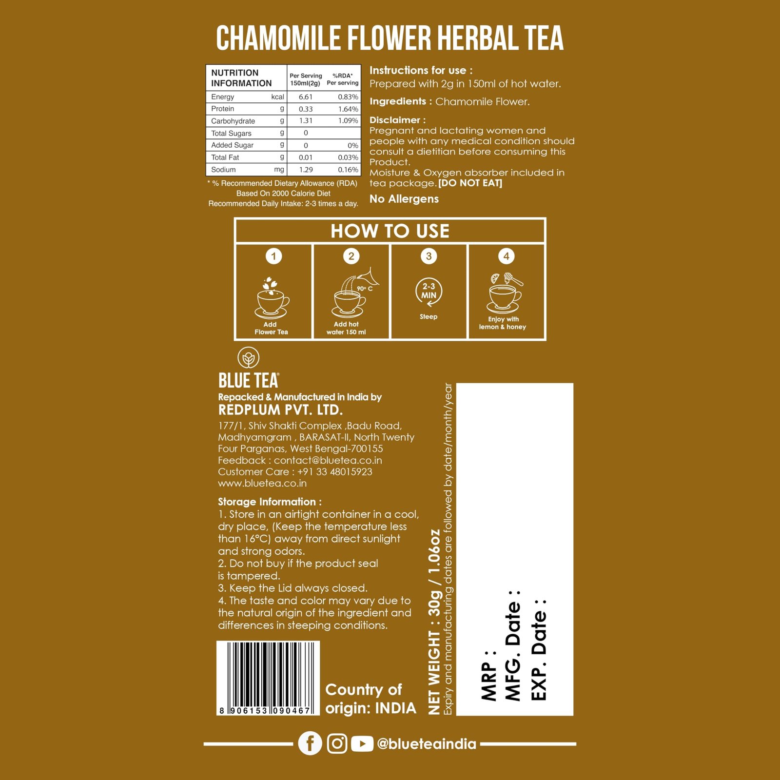 Chamomile Tea - 30 g - 50+ Cups | SLEEP & RELAXATION | Herbal Tea - Caffeine Free - Flower Based - Non-Bitter | Reusable Pet Jar - Image 4