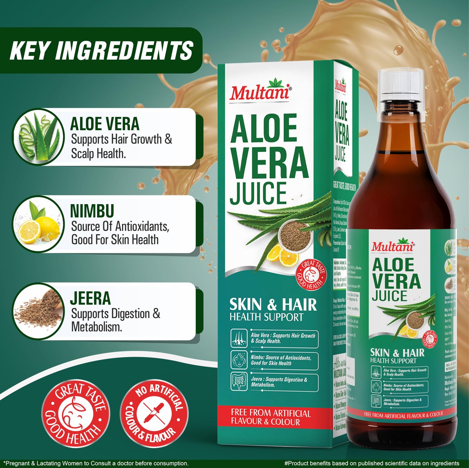 Aloe Vera Juice 1L – Organic Aloe Vera Juice with Nimbu & Jeera | Digestive Health, Immunity Support & Detox Drink | Natural Wellness Supplement | No Artificial Colours & Flavours - Image 3