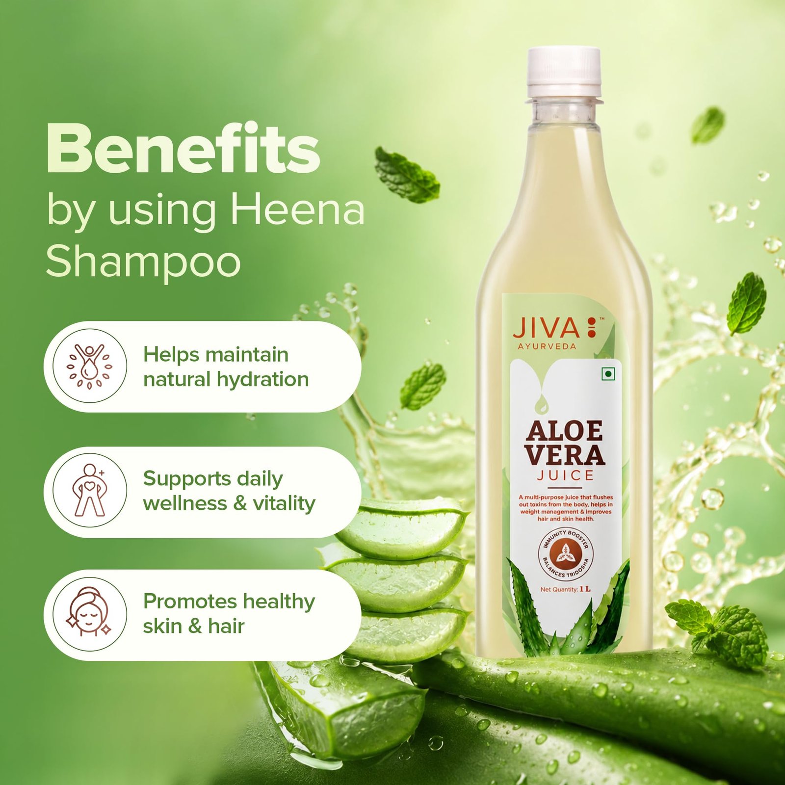 Jiva Aloe Vera Juice 1 Litre | Cold Pressed Juice Boosts Immunity, Improves Digestion, Detoxifies The Body | Promotes Healthy Skin & Hair | No Artificial Flavour & Suger (Pack of 1) - Image 4