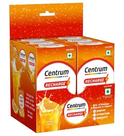 Recharge: Tasty Orange Flavoured Powder Drink Mix | No Added Sugar| Instant Energy & Hydration | 13 Vitamins & Minerals | Boosts Immunity | Vitamin B, C, Zinc, Magnesium | Pack of 36 sachets