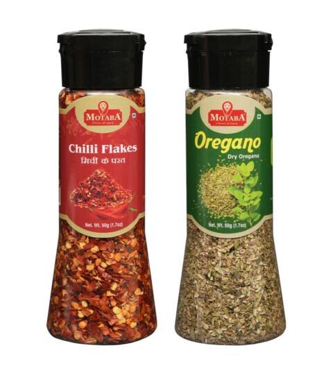 Italian Pizza Chilli Flakes and Oregano Seasonings/Fresh and Natural Herbs and Seasonings/Hygienically Packed- Pack of 2, (50 gms × 2 = 100 gms)