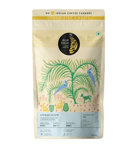 Attikan Estate - Medium Dark Roast | Whole Beans 250 Gram | Single Origin Whole Coffee | 100% Arabica Beans | Specialty Coffee | Freshly Roasted Coffee Beans