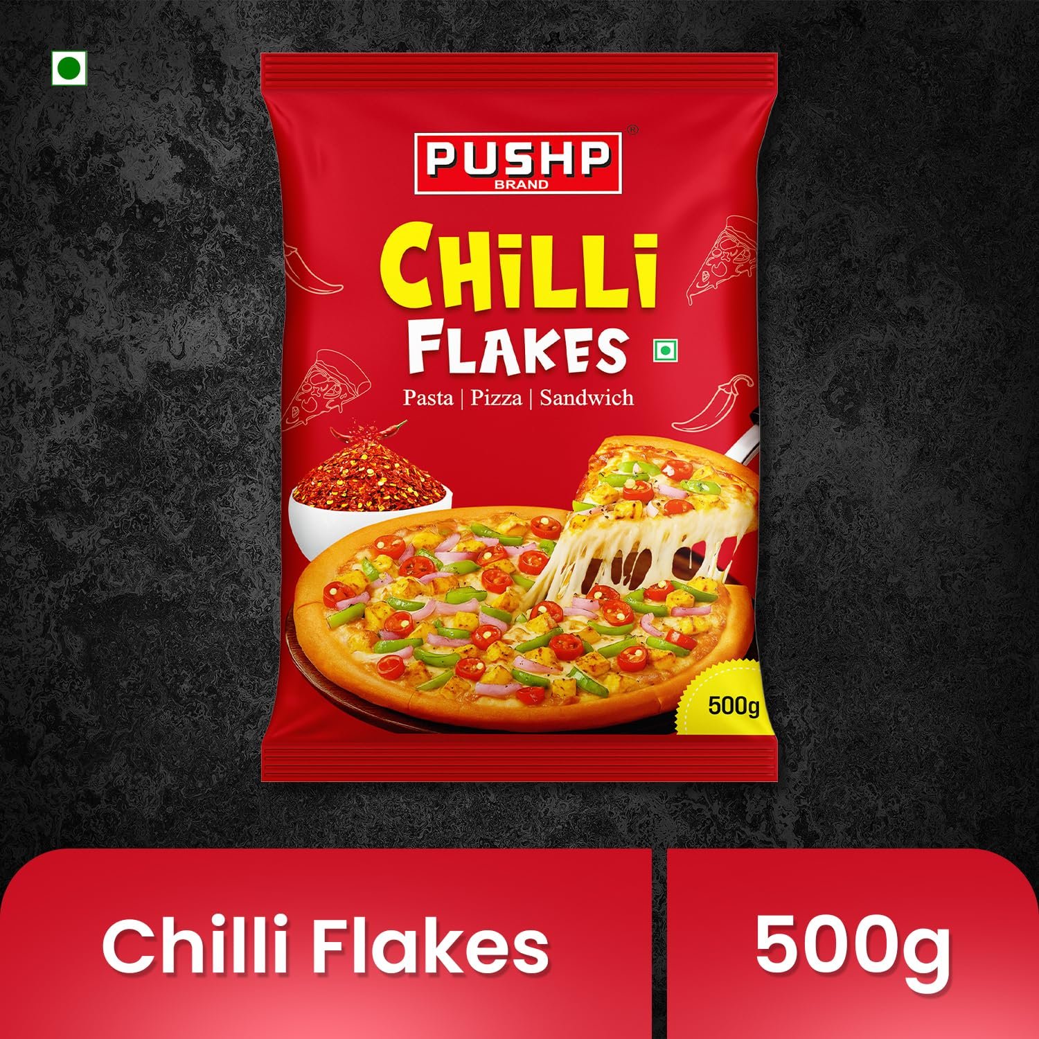 Pushp Chilli Flakes | 500g Pouch | Premium Spicy Seasoning for Pizza, Pasta & Cooking Toppings (Pack of 1) - Image 2