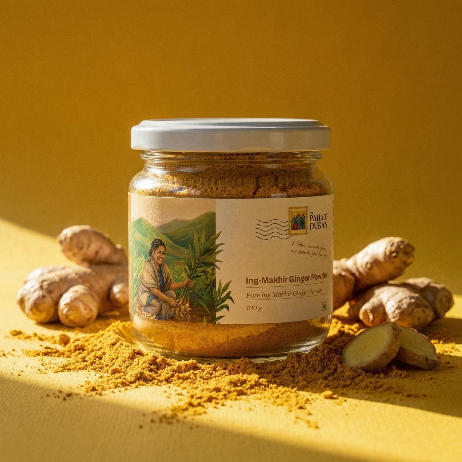 My Pahadi Dukan Ing Makhir Ginger Powder 100g, Rare Meghalaya Heirloom Ginger/ Adrak, Naturally High Gingerol Variety, Chemical-Free Indigenous Farm Produce, Rich Aroma for Tea, Kadha, Cooking & Daily Wellness - Image 2