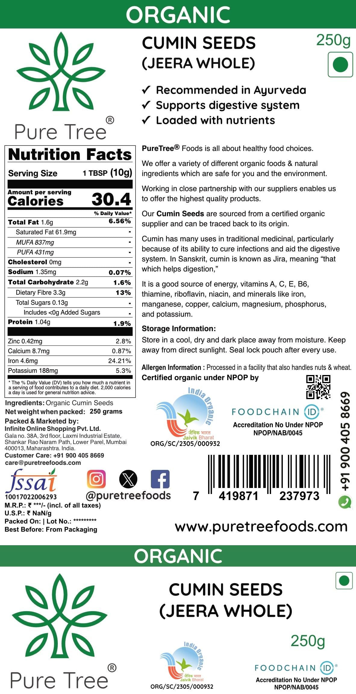 Certified Organic Jeera Seeds | 250 g | Cumin Seeds | Sabut Jeera Whole Spices | Jeelakarra | Zeera | For Curries & Veg - Image 9