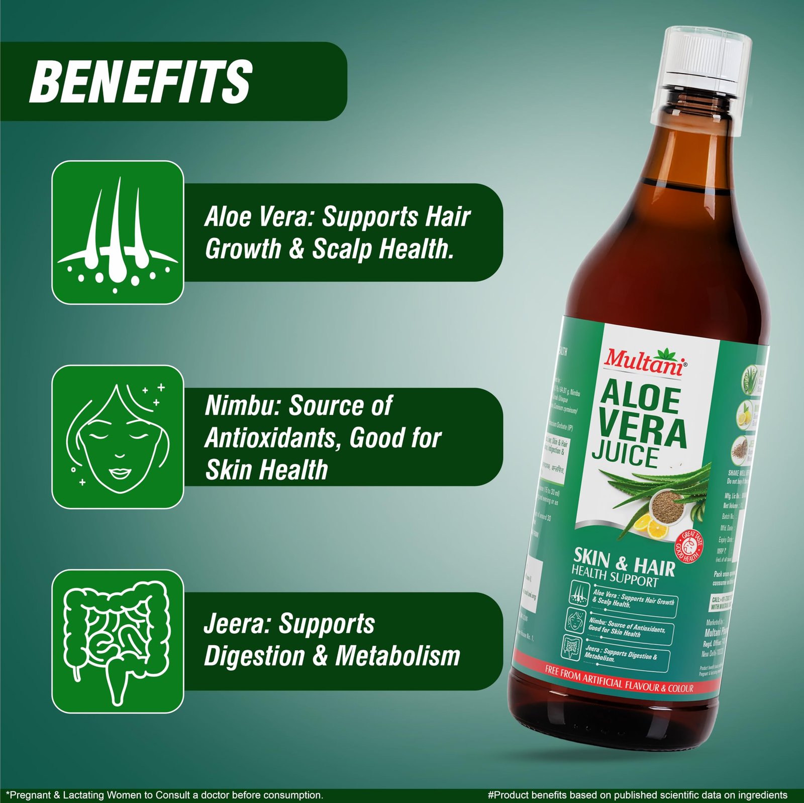 Aloe Vera Juice 1L – Organic Aloe Vera Juice with Nimbu & Jeera | Digestive Health, Immunity Support & Detox Drink | Natural Wellness Supplement | No Artificial Colours & Flavours - Image 4