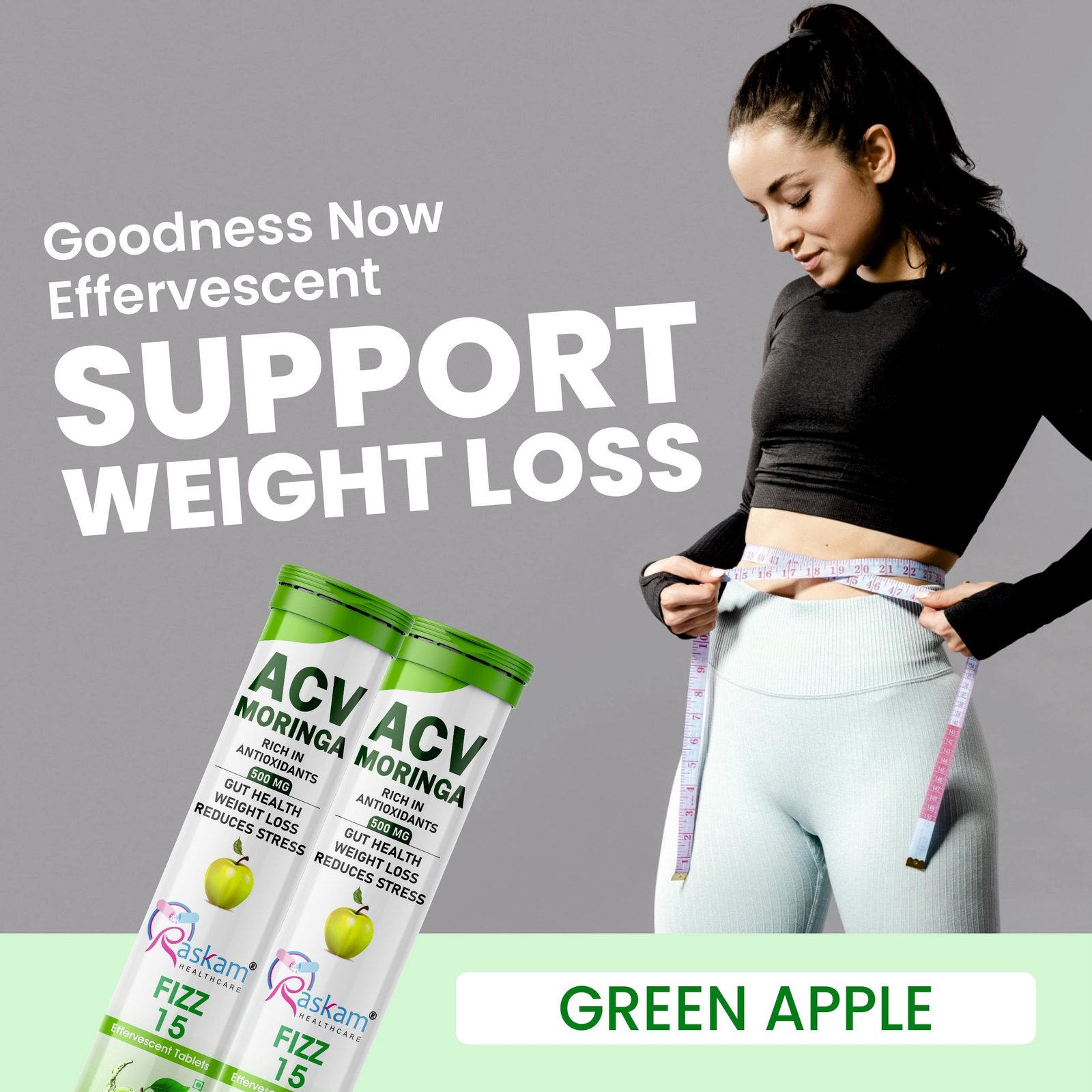 Healthcare ACV Moringa 15 Effervescent Tablets 500mg Apple Cider Vinegar With No Added Sugar For Gut Health | Immunity Booster | Weight Loss | (Pack of 4, Refreshing Green Apple Flavour) - Image 6