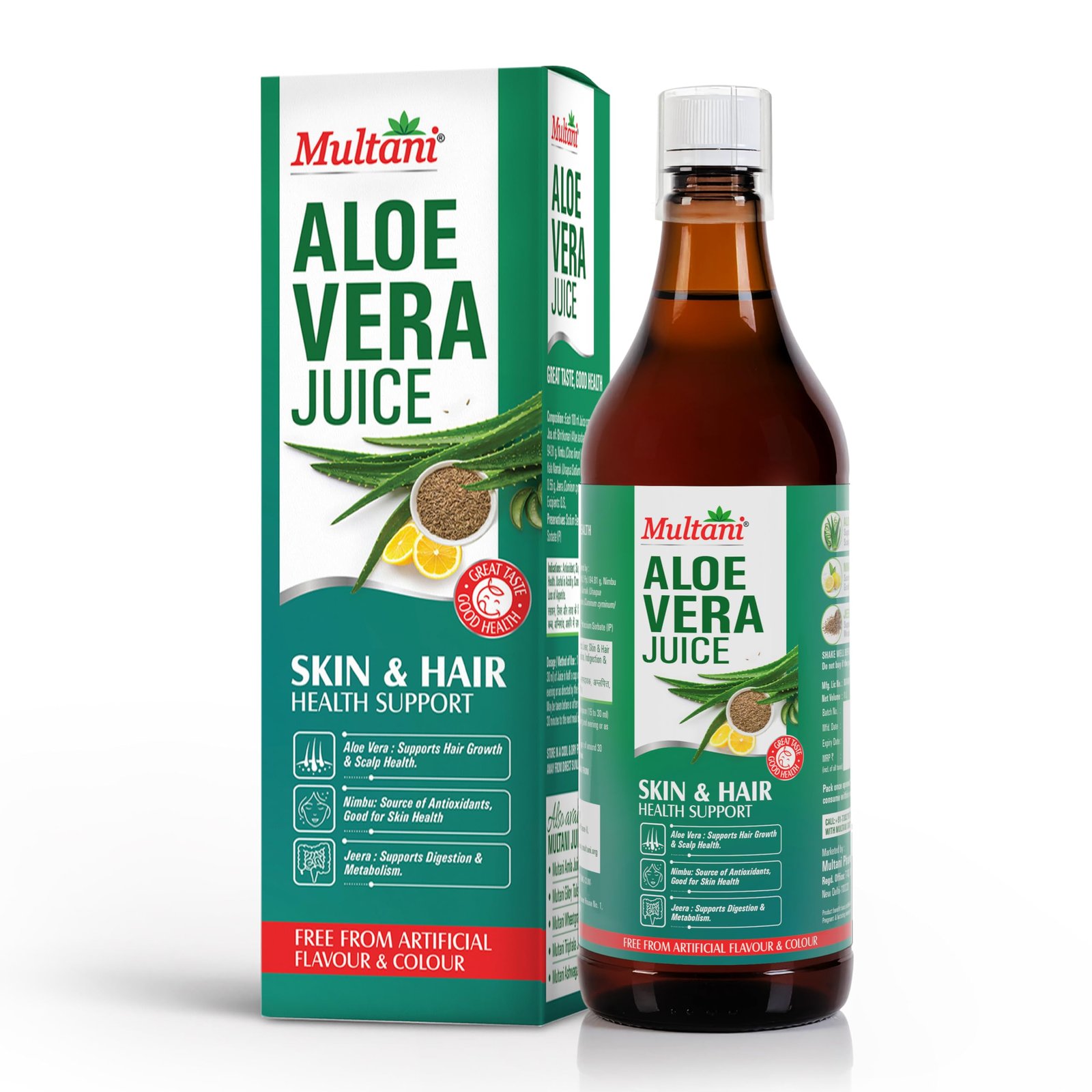 Aloe Vera Juice 1L – Organic Aloe Vera Juice with Nimbu & Jeera | Digestive Health, Immunity Support & Detox Drink | Natural Wellness Supplement | No Artificial Colours & Flavours