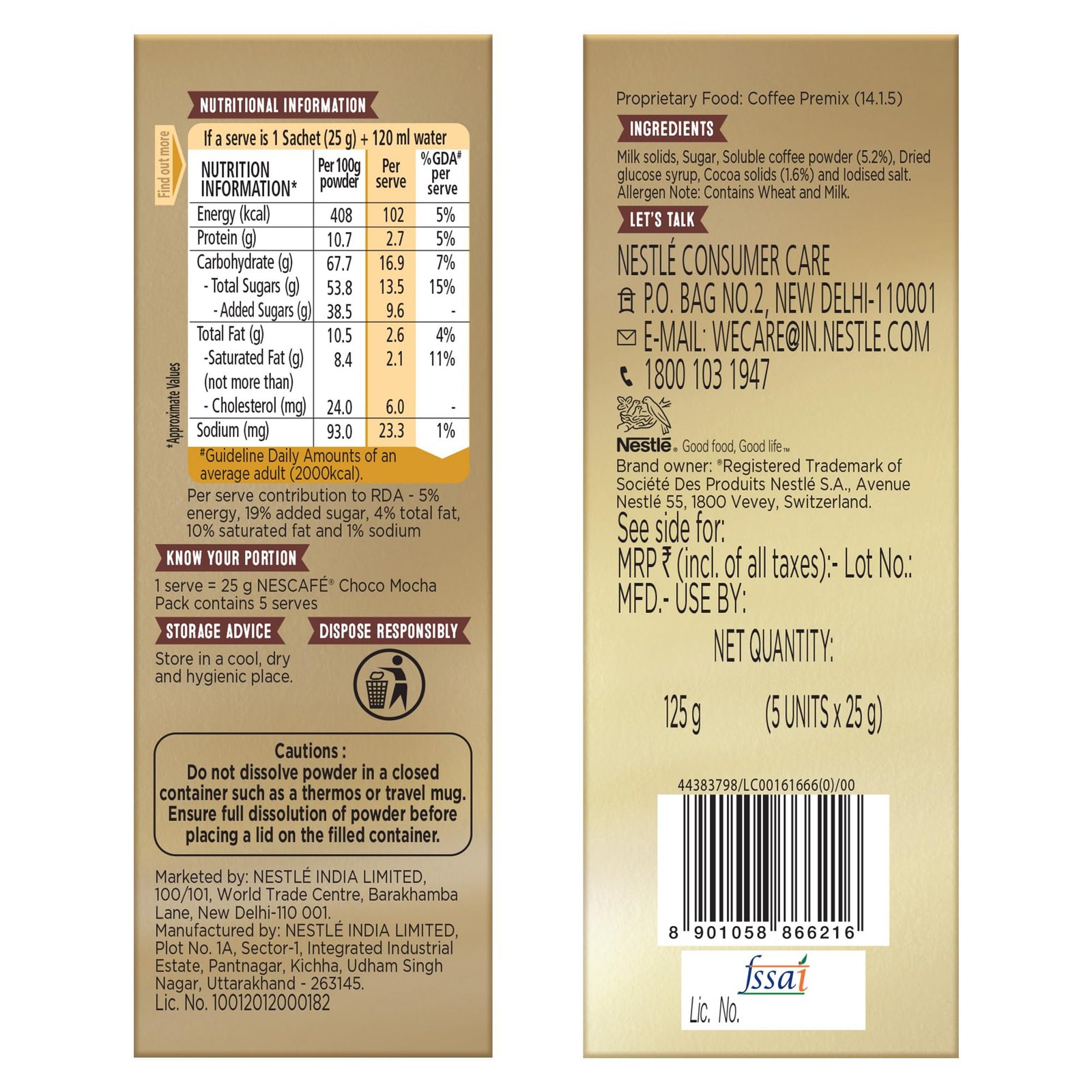 Nescafé Choco Mocha Instant Coffee Premix, 125g, (5 Sachets x 25 g) - Image 3