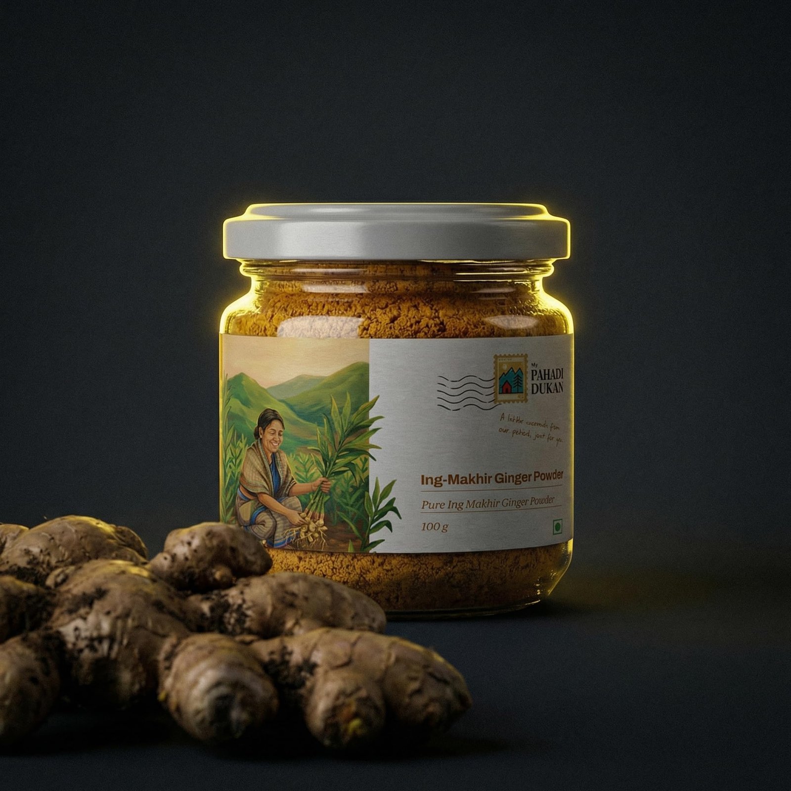 My Pahadi Dukan Ing Makhir Ginger Powder 100g, Rare Meghalaya Heirloom Ginger/ Adrak, Naturally High Gingerol Variety, Chemical-Free Indigenous Farm Produce, Rich Aroma for Tea, Kadha, Cooking & Daily Wellness - Image 4