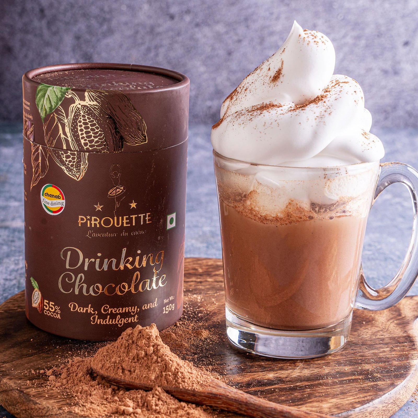 Drinking Chocolate | 55% Cocoa | Dark, Creamy & Indulgent | Premium Hot Chocolate Mix with Cocoa Butter, Unrefined Mauritius Dark Brown Sugar & Maldon Sea Salt | No Fillers No milk powder | 150g (6 x 25g Sachets) | Christmas Gifting - Image 3